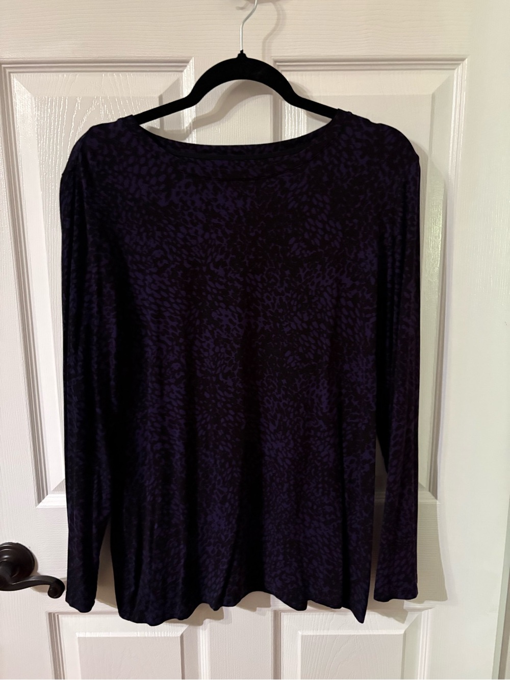 Chico's Dark Purple Long Sleeve Top with Subtle Pattern
